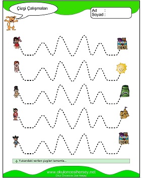 okul öncesi çizgi çalışma sayfaları